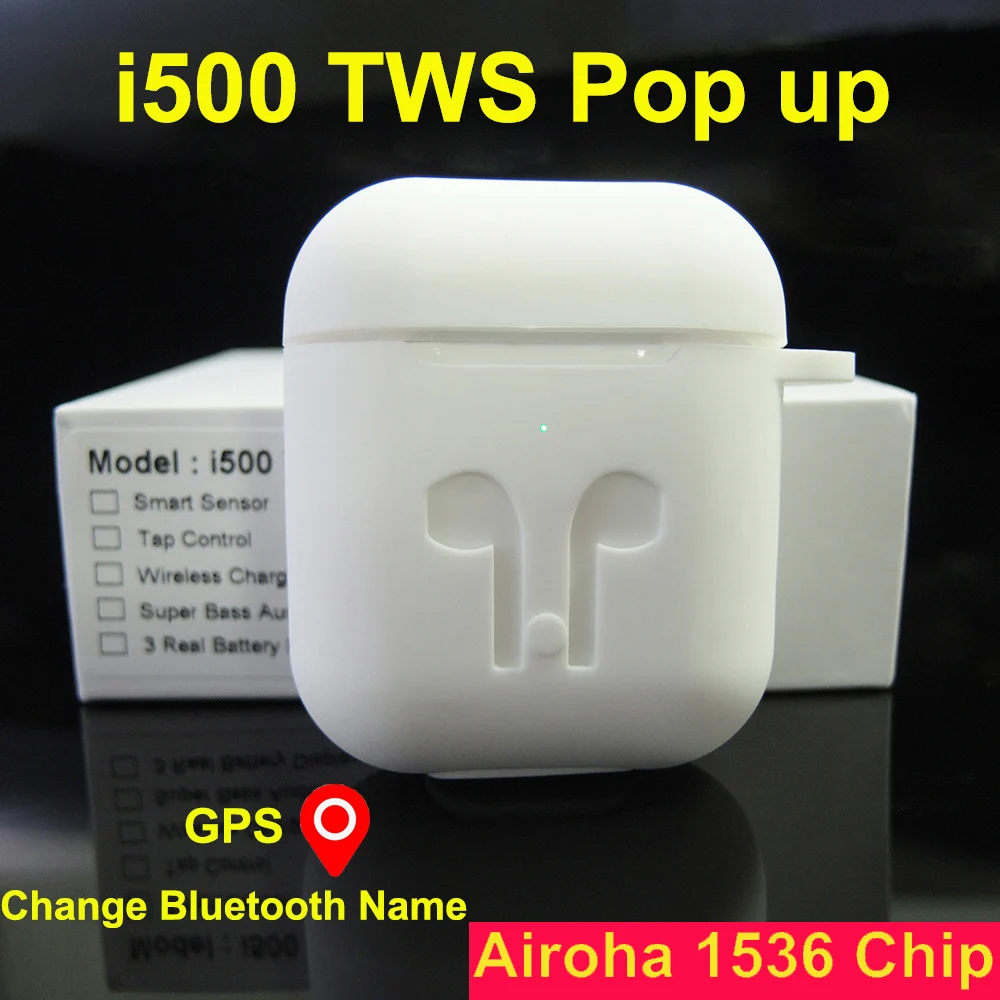 i500 TWS 2 generations Bluetooth earphone GPS Locations for IOS Smart Sensor Wireless Headphones Earbuds pk i90000 i200 tws