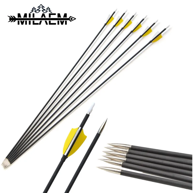 

6 Pcs Archery Spine 1000 Target Shooting Carbon Arrow With Fixed Arrowheads Fit For OD 6 mm Shaft Bow And Arrow Accessories