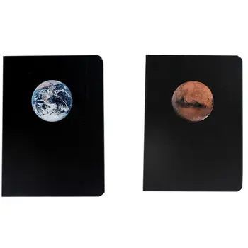 

2 Pcs Planet Diary A5 Creative DIY Blank Black Inner Page Sketchbook Diary for Drawing Notebook Journal-Earth & Mars