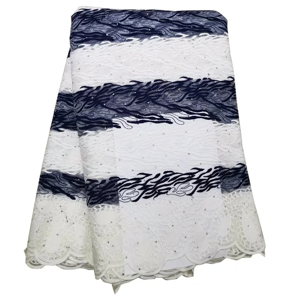 navy blue 5 ярдов, темно-синяя африканская кружевная ткань,, высокое качество, французское Сетчатое кружево, бисерные камни, нигерийские тюлевые кружевные ткани - Цвет: navy blue