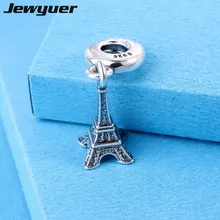 Аутентичные 925 пробы Серебристые Амулеты с резьбой Эйфелева башня бусины подходят для европейских очаровательных браслетов змеиная цепочка DIY изысканные Memnon DA013