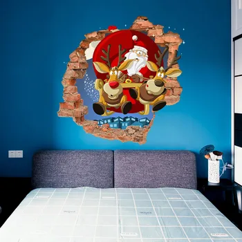 

Christmas Deer Sleigh Wall Stickers Home Christmas Decoration Wall Stickers #