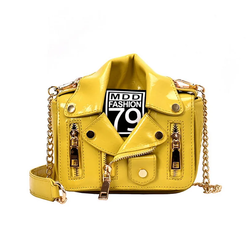 

Women Motorcycle Handbags Luxury Jacket Shape Shoulder Messenger Bag PU Leather Luxury Clothes Shape Flap Bags