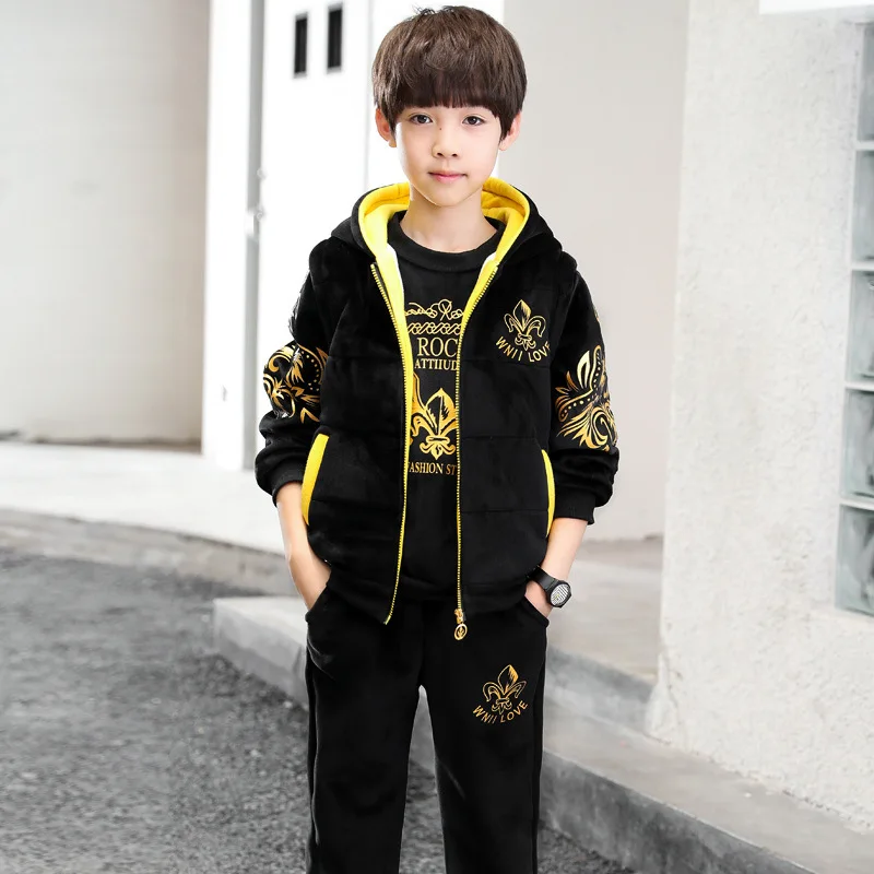 Осень-зима, Детское пальто, пуловер, брючный костюм, Детский свитер для мальчиков и девочек, комплекты со штанами с вышивкой