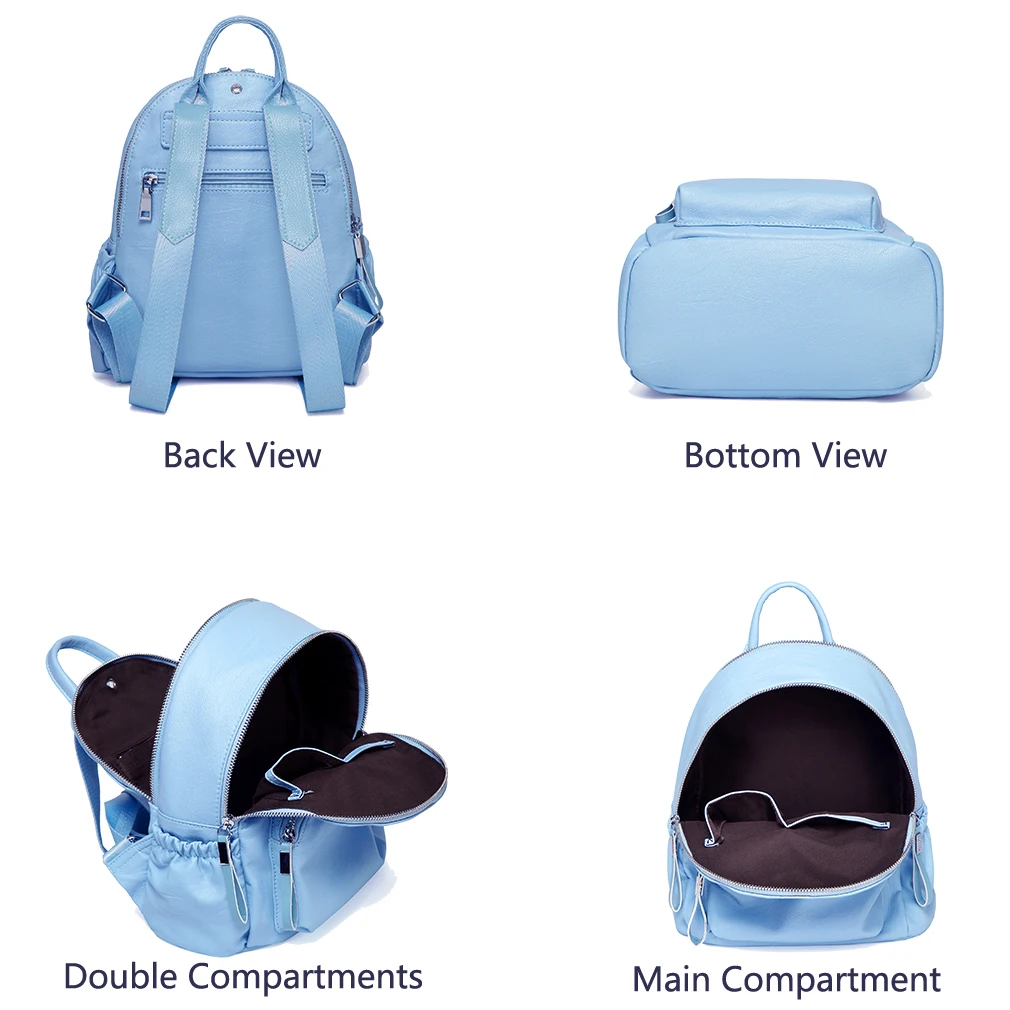 VASCHY Baby Blue Mini Backpack Purse,Vaschy Faux Leather Small Backpack for  Women cute backpack bag pack PU leather