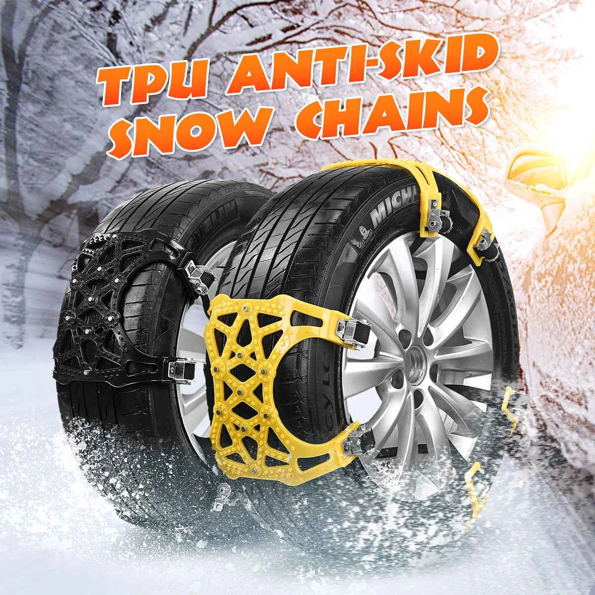 

1/3/6pcsCar Tyre Winter Roadway Safety Tire Snow Adjustable Anti-skid Safety Double Snap Skid Wheel TPU Thicken Chains with bag