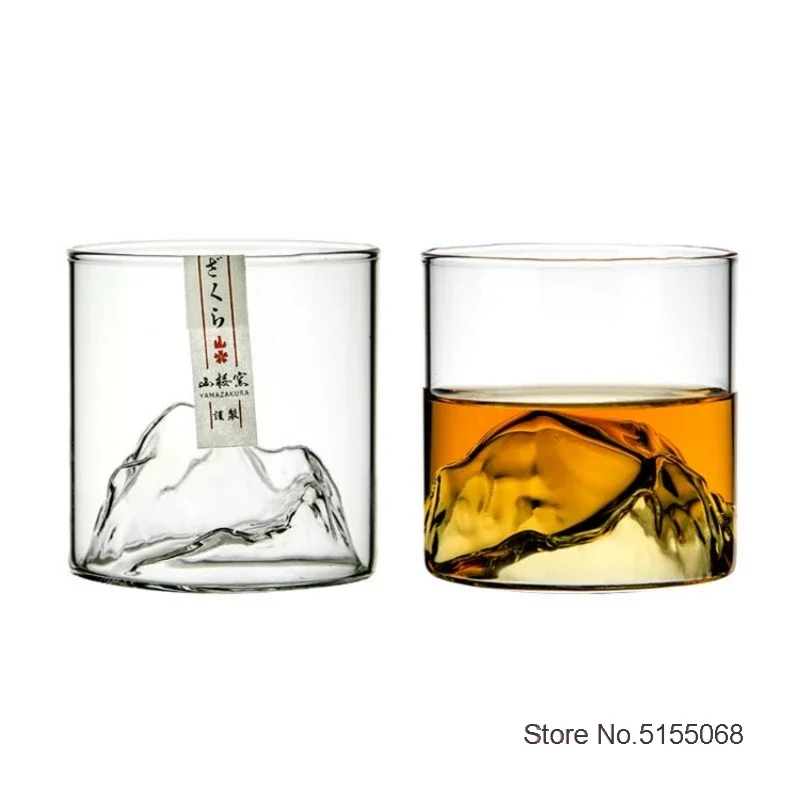 Japan 3D Mountain Whiskey Glass Glacier Old Fashioned Whisky Rock Glasses Whiskey-glass Wooden Gift Box Vodka Cup Wine Tumbler images - 6