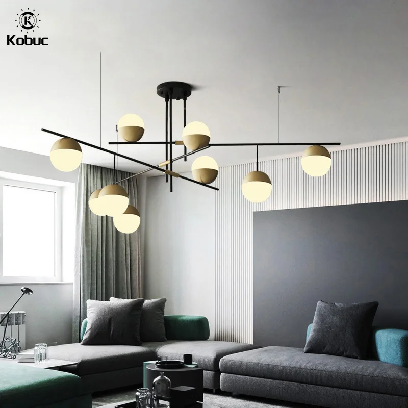 

Kobuc Post-Modern Restaurant Pendant Light Art Design 3/9 Balls Gallery Parlor Hotel Hall Decoration Suspension Pendant Light