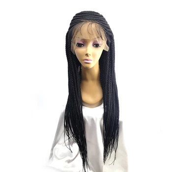 

34 inch 13x7 Braided Wigs Synthetic Lace Front Wig for Black Women Cornrow Braids Lace Wigs with Baby Hair Box Braid Wig