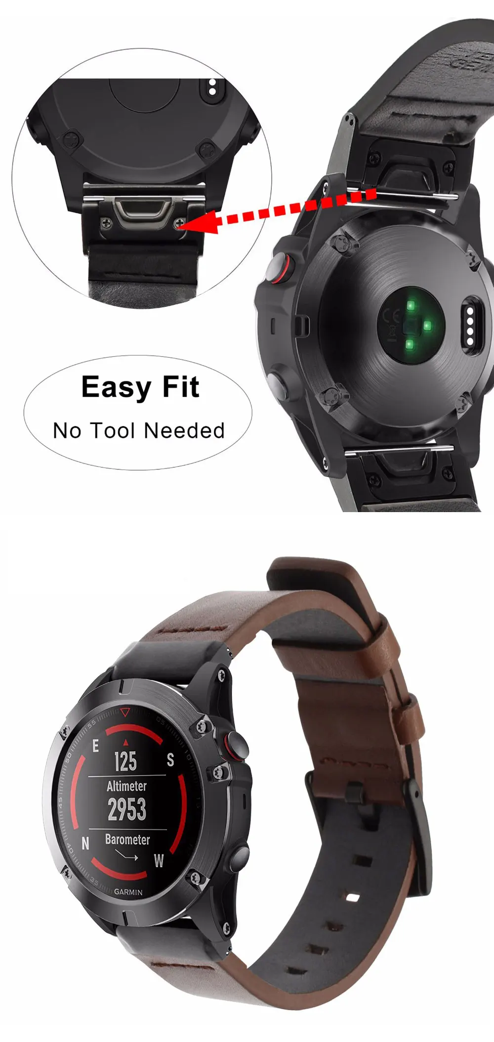 Кожаный ремешок для часов Ремешок для Garmin Fenix 6/6X/6S Pro 6Pro/6xpro/умный браслет 20 мм 22 мм 26 мм Быстрый ремешок для браслета