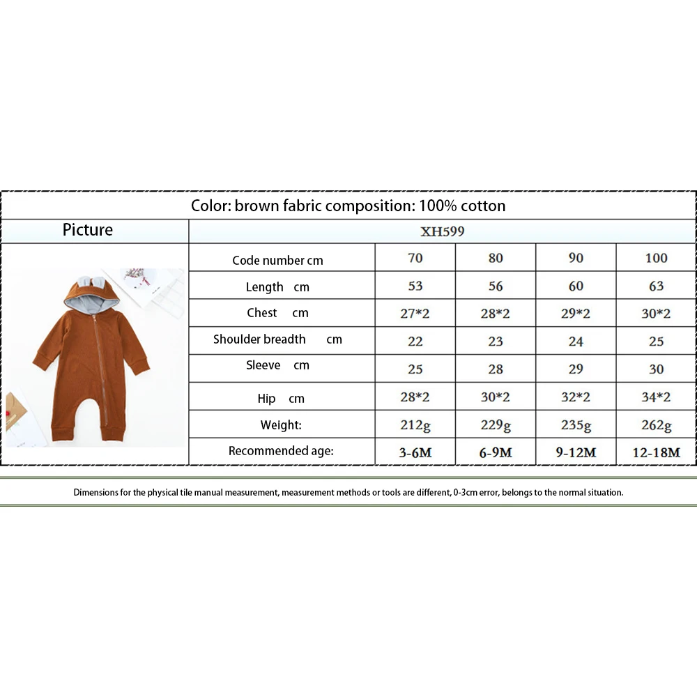 Cute Deer Jumpsuit Baby Brown Romper Cottons Autumn Long Sleeve Girl Boy Clothes Cute Winter Hooded Jumpsuit Baby