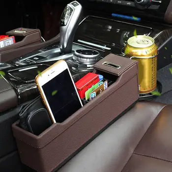 

Practical Car Seat Crevice Organizer with Cup Holder Front Seat Filler Leather 87HE