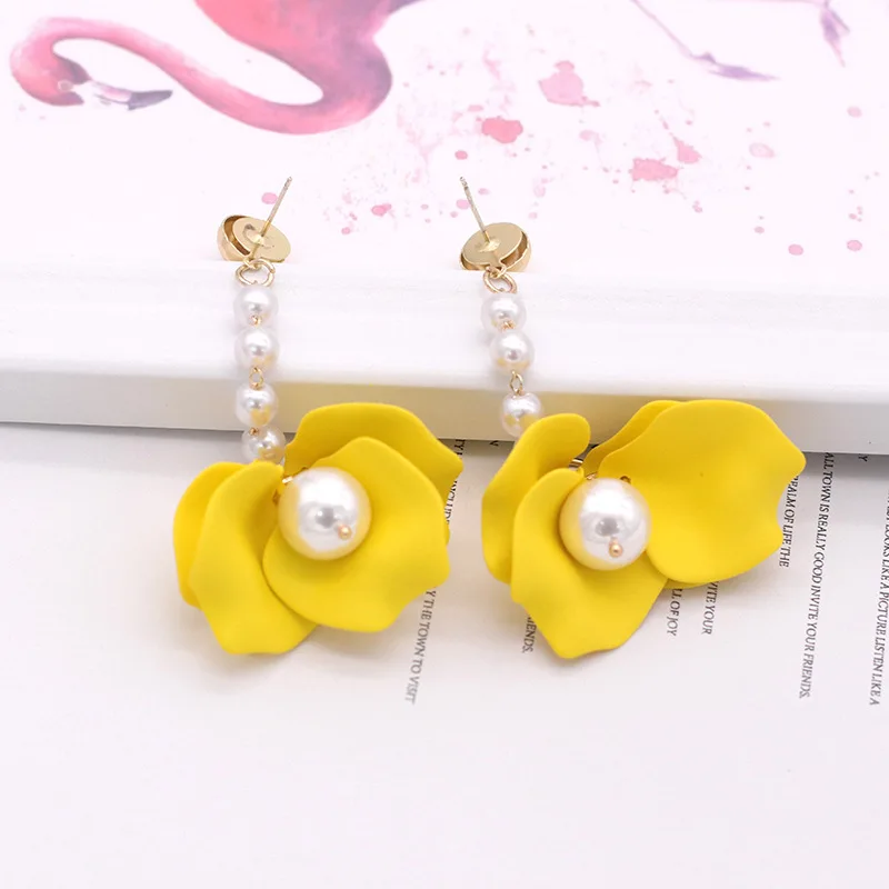 Aretes de mujer, современный стиль, дизайн, большие красные лепестки роз, серьги с кисточками, тренд, темперамент, летние корейские серьги для женщин