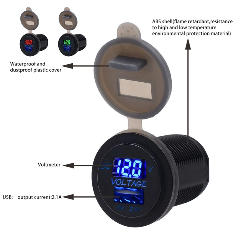 Мотоцикл USB водонепроницаемый DC 12V двойной зарядное устройство USB адаптер 5v 2.1A 1A