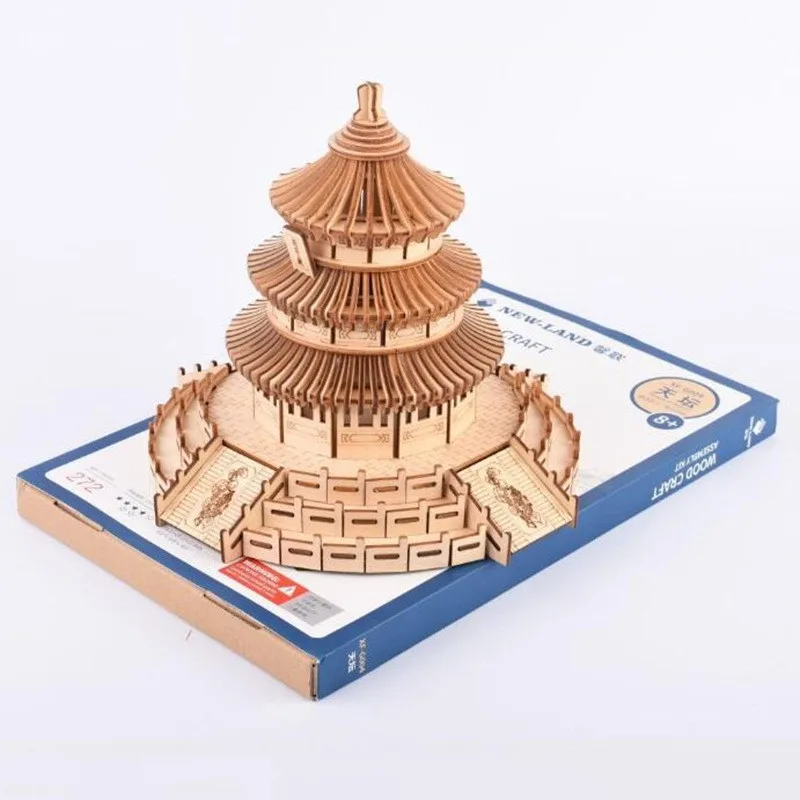 Набор для сборки по дереву, пазлы, обучающие игры, DIY, храм, 3D, деревянные пазлы для детей, взрослых, подарки на Рождество, день рождения