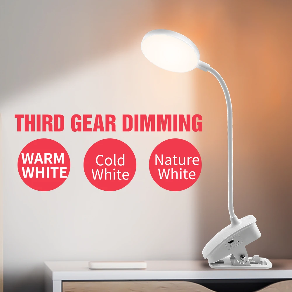 

Touch Stepless Dimmable Desk Light LED 3 Colors Table Lamp USB Reading Ampoule Led Study Lights 5V Night Lampe 1200mAh Battery