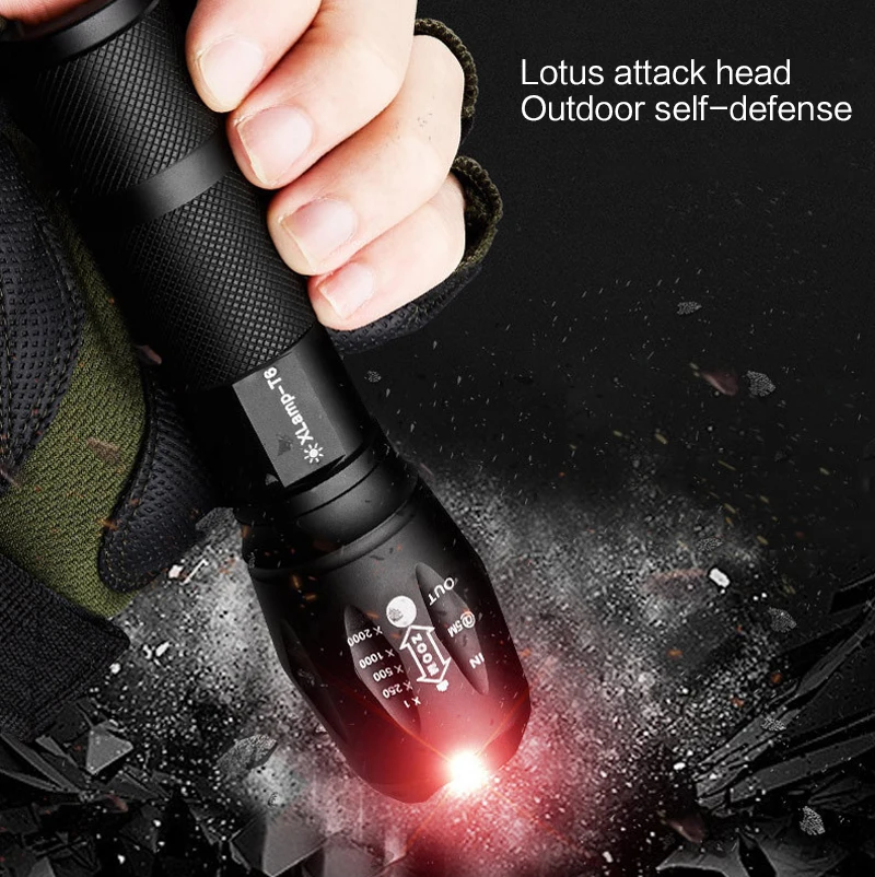 LSL LED Outdoor Waterproof Flashlight Portable USB Rechargeable T6 Tactical Hand Torch With Mobile Power for Camping Fishing