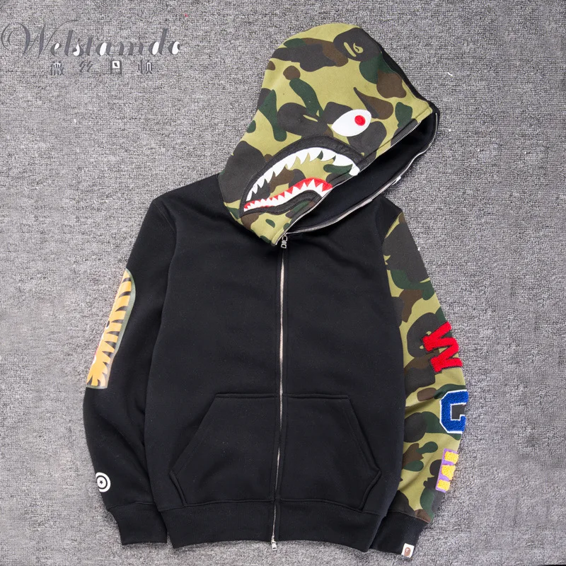 

Men Sportwear Coat Jogger Tracksuit Pullover Fleece Sweatshirt Crewneck Bird OVO Drake Black Hip Hop stusay Hoodie Shark mouth