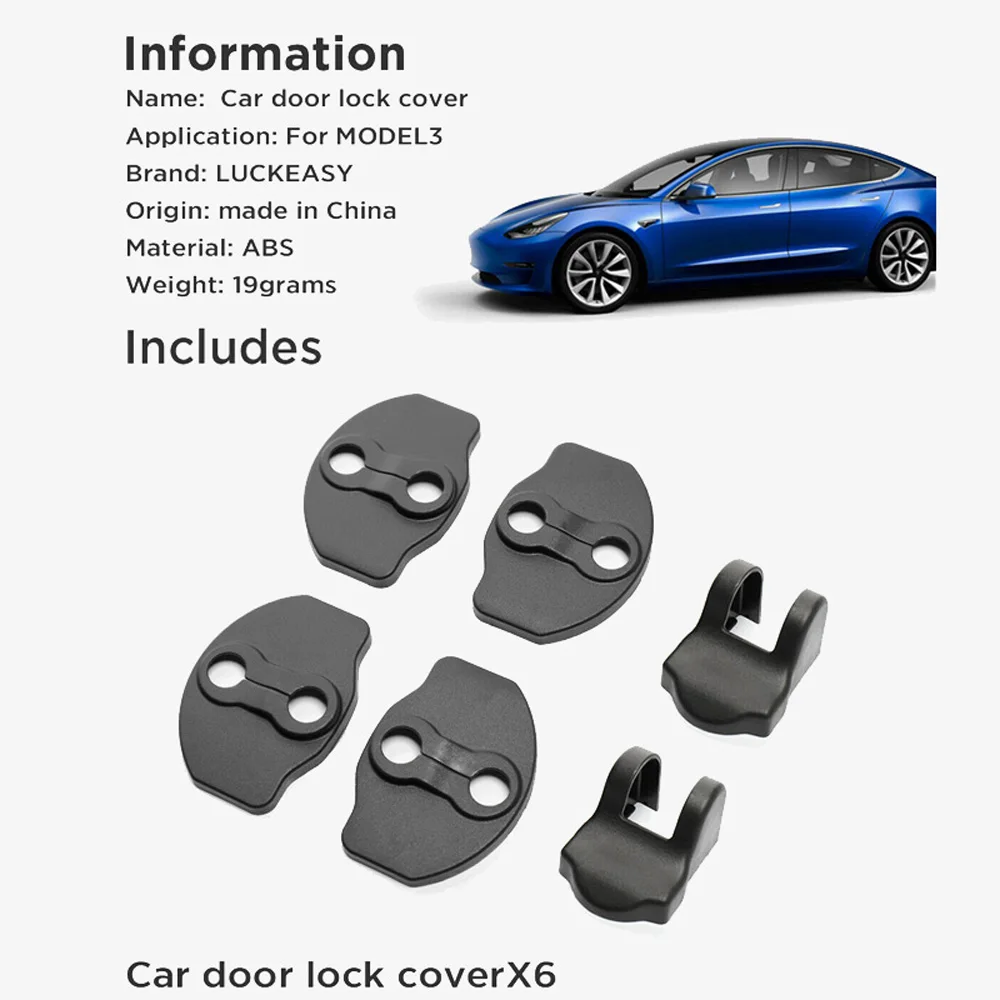 

For Tesla Model 3 Door Lock Trim Car Trim Plastic Accessories Set Auto