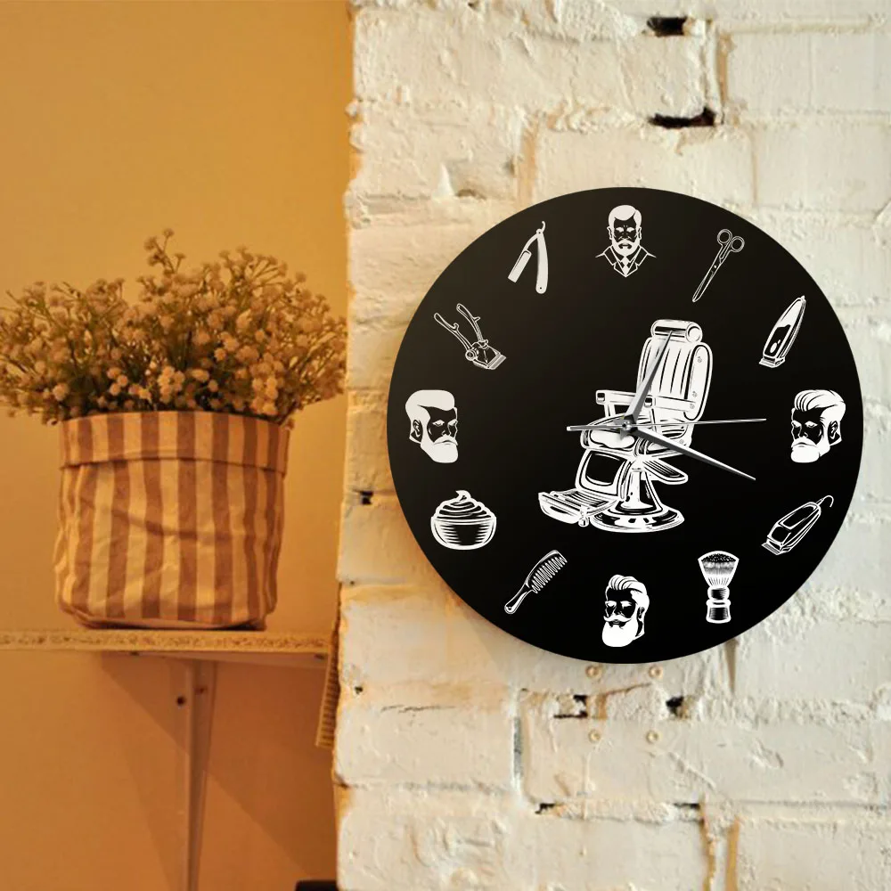 The Best Barber Shop Sign Barber Chair Wall Clock Hair Salon Stylist Equipment Men Haircut