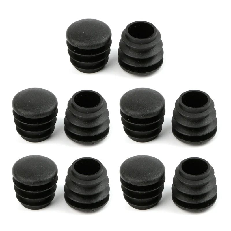 20mm 10 шт черные пластиковые ножки для мебели заглушка для круглых труб - Цвет: 20mm
