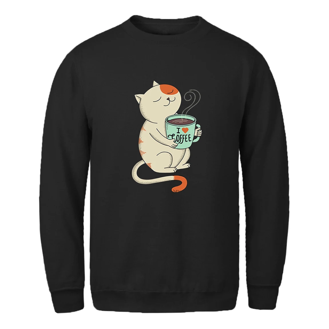

Sweatshirt Mens Cat I Love Coffee Casual Long Sleeve Hoodie Vintage Outwear Hipster Clothing Winter Retro Sudaderas Masculino
