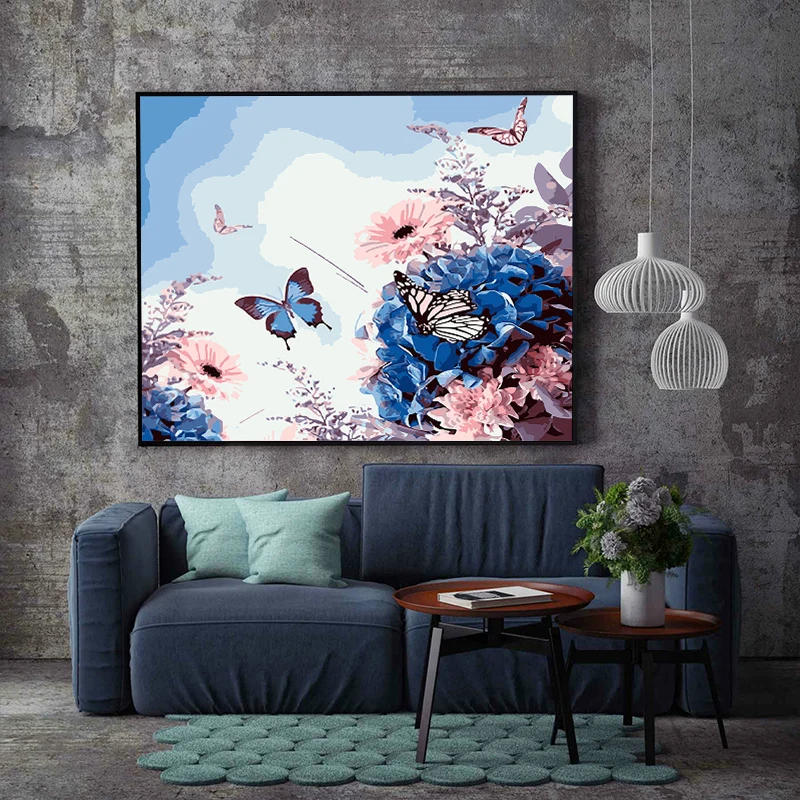 Картины по номерам Цветок эльф бабочка Современная Реалистичная ручная работа масляные краски по номерам Настенный навесной домашний декор