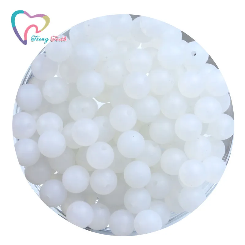 Clear White 24 цвета 10 шт круглые 15 мм Силиконовые перла Бусины Пищевой класс Детские Силиконовые Бусины Детские DIY Соска-Ниблер цепи аксессуары - Цвет: Clear White