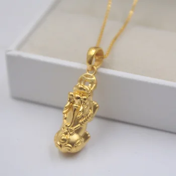 

Pure 999 24K Yellow Gold Pendant 3D Craft Luck Coin Pixiu Pendant 1.4-1.6g 28x9mm / Women Pendant