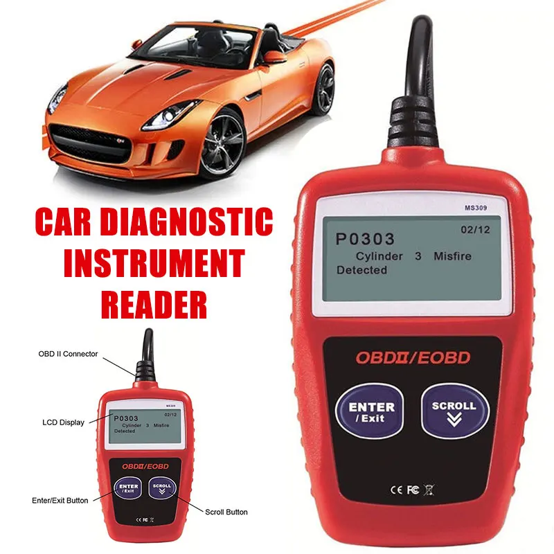 Vehemo OBD2 MS309 автомобильный диагностический инструмент автоматический диагностический инструмент грузовик диагностический инструмент тестор код считыватель Быстрый крутящий момент для MaxiScan