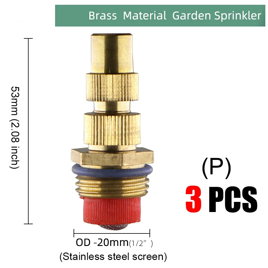 Brass Nozzle Garden Mist Sprinkler Copper Misting Cooling System Irrigation 1/2" Thread 2/3/4 Arm Sprayer Fog Watering Tool