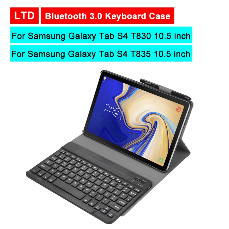 

Bluetooth 3.0 Tablet Keyboard Case For Samsung Galaxy Tab S4 T830 T835 10.5 inch Mediapad Flip Leather Stand Protective Cover