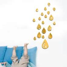 JM068 в форме капель воды Капля акриловые зеркальные настенные наклейки стерео экологически чистые настенные Стикеры для домашнего декора с жевательной резинки