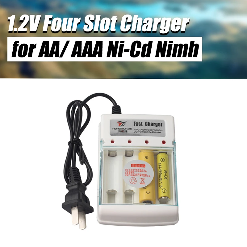 4 Slot Intelligents Battery Charger For AA /AAA NiCd NiMh Rechargeable Batter wl 