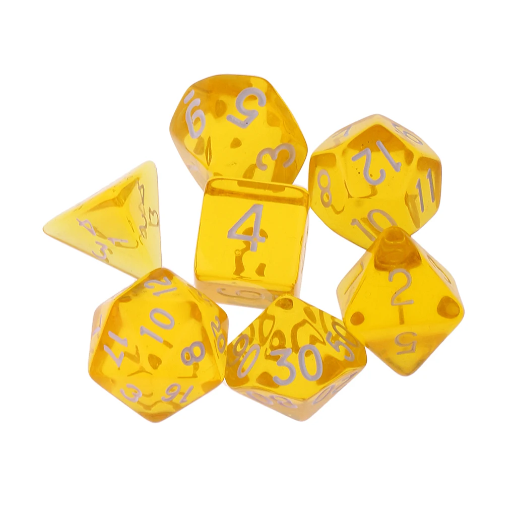 63pcs/bag 9-color D4-D20 Multi-Sided Game Clear Dices for D&D RPG Board Game