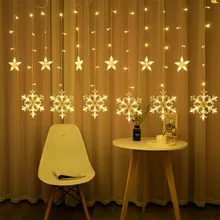 Christmas Snowflake Curtain Lights Flashing LED String Light 3.5M 220V Waterproof Outdoor Wedding Party Decoration LED Lamp 2022
