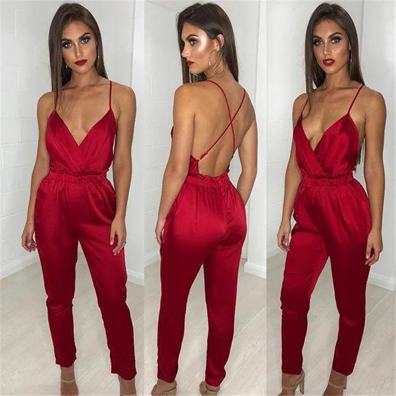 Женский комбинезон с оборками COSYGAL повседневный без рукавов на тонких бретельках