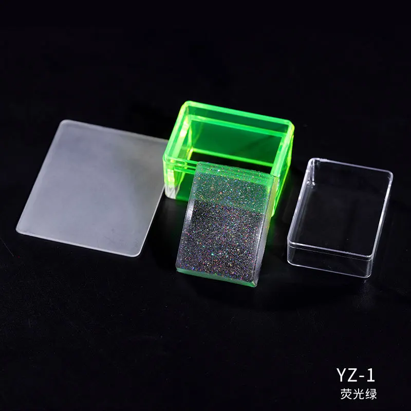 Маникюрный штамп с пластиной-скребком прозрачный красный зеленый цвет инструменты для ногтей DIY 3D Маникюр флуоресцентный лазер кремнезем штамп MZ227 - Цвет: 01 green