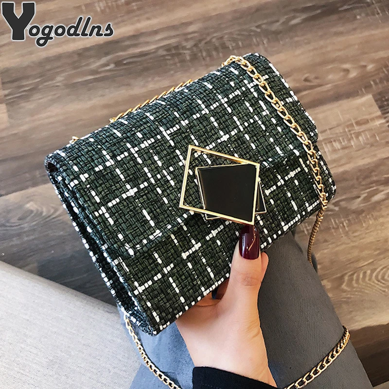 Mini Shoulder Bag Luxury Crossbody For Women 2020 Woolen Designer Chain Small Square Messenger Bag bolsa feminina Shoulder Purse