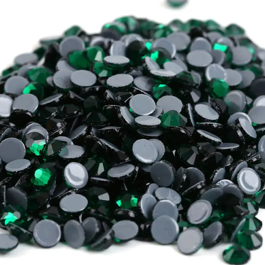 

All sizes Emerald DMC Iron On Rhinestones/Flat Back Nail art Hot fix Crystal Rhinestones Strass Sewing & Fabric Garment stone