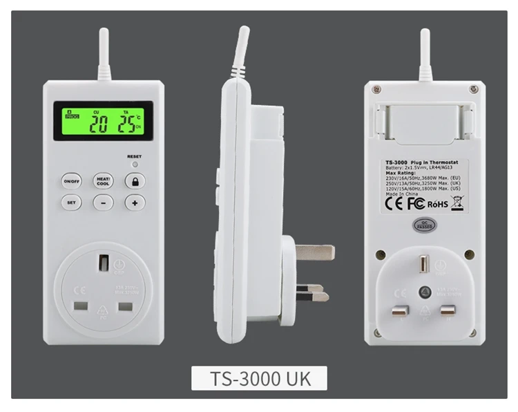 com iluminação de fundo, termorregulador eu us uk