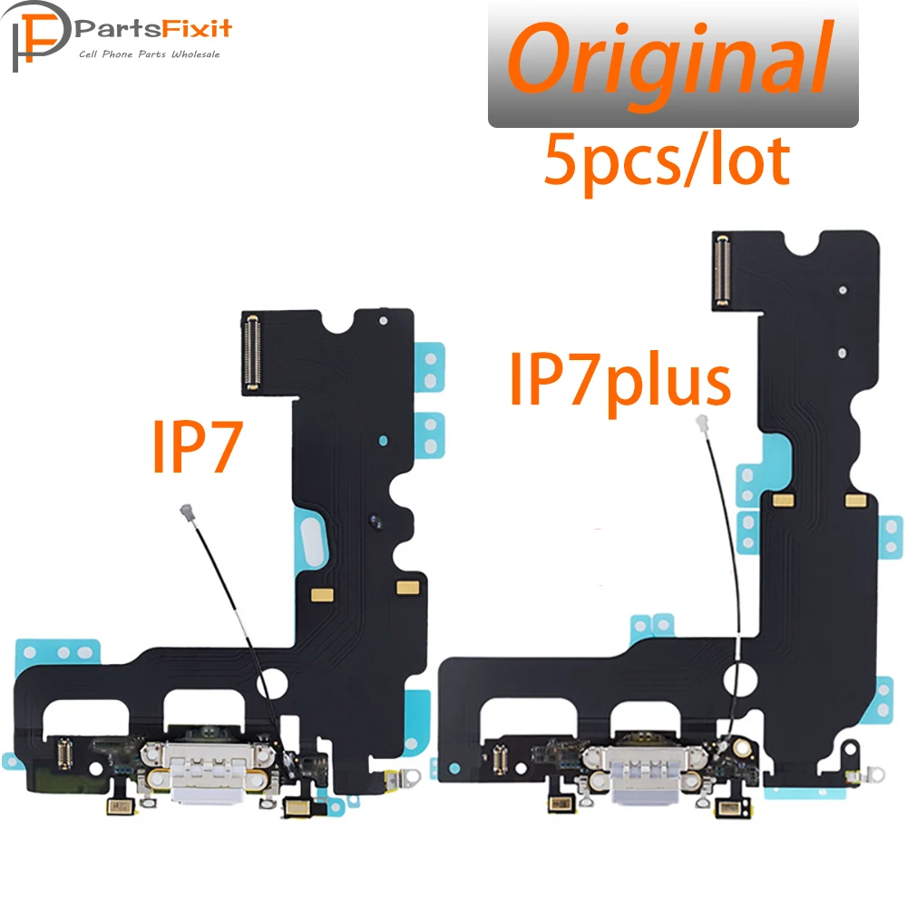 5pcs Charging Flex Cable for IP7 7plus USB Charger Port Dock Connector With Mic Flex Cable for iP Headphone Jack Flex Original