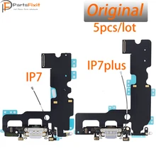 5pcs Charging Flex Cable for IP7 7plus USB Charger Port Dock Connector With Mic Flex Cable for iP Headphone Jack Flex Original