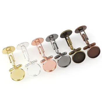 

10pcs Metal Cufflinks Base 12/16/18/20mm Round Cabochon Setting Bronze/Silver/Gold French Cuff Link Blank for Diy Jewelry Making