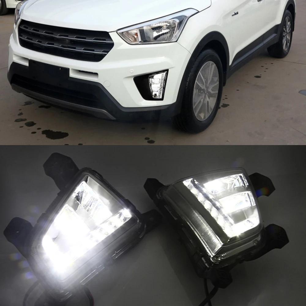 Автомобильная проблесковая для Hyundai ix25 Creta 2014 2015 2016 вождения DRL дневные ходовые