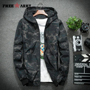 

FreeArmy Men's Camo Hooded Spring & Autumn Jackets Streetwear Casual Outerwear Male Outdoor Sport Men Clothes MS-Y004