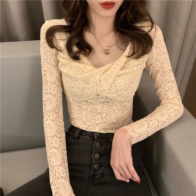 

Женские футболки, топы, японский Kawaii Ulzzang, Повседневная Ins, Ретро стиль, кружевная свободная футболка, Женская Корейская одежда Harajuku для женщин