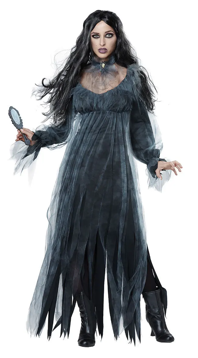 Новинка Женский костюм для косплея на Хэллоуин 2 цвета длинное Сетчатое платье