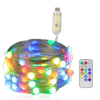 

10M 33FT Built-in IC Individual Control USB RGB LED String Light + 12 Mode Remote Control for Christmas Home Party Night Lantern