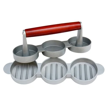 

Mini Chef Round Shape BBQ Non Stick 3 Slot Meat Beef Grill Cutlets Triple Hamburger Press Patty Maker Mold Aluminum Alloy
